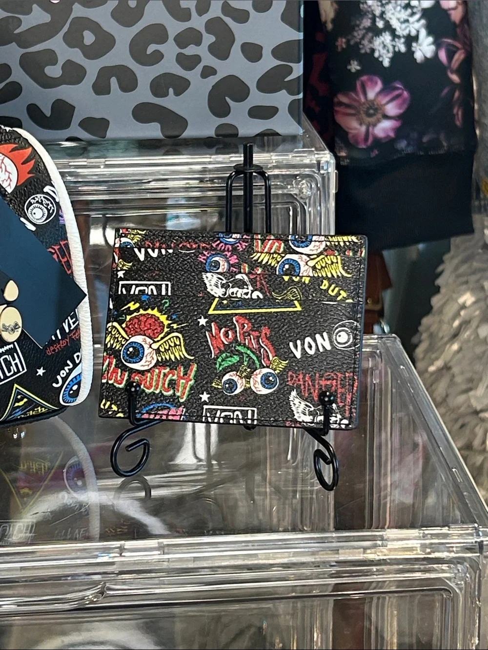 Von Dutch- NIB! Black Multi-Color Logo Print Handbag & Card Holder Bundle